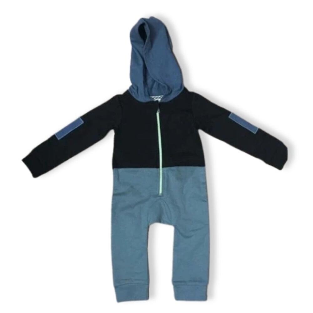 Sovereign Code One-Piece Colorblock Hooded Zip Closure Blue Black Boys 9M NWT